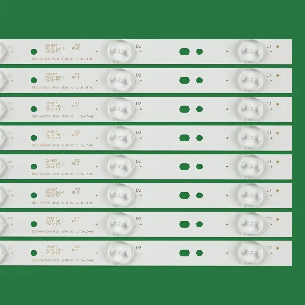 Tira de luz de fundo LED para tela LG, 43E3000, 43E3500, 43E6000, E465853, 5800-W43001-3P00, VER01.00, 02K03177A, RDL430WY, LD0-10D