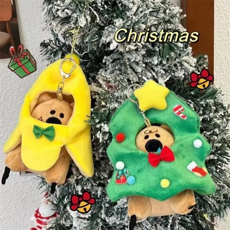 Adorabile portachiavi con cappuccio animale in peluche Set artigianale fai-da-te Forniture regalo di Natale Pendenti accessori per cappello da bambola fatti a mano per decorazioni festive