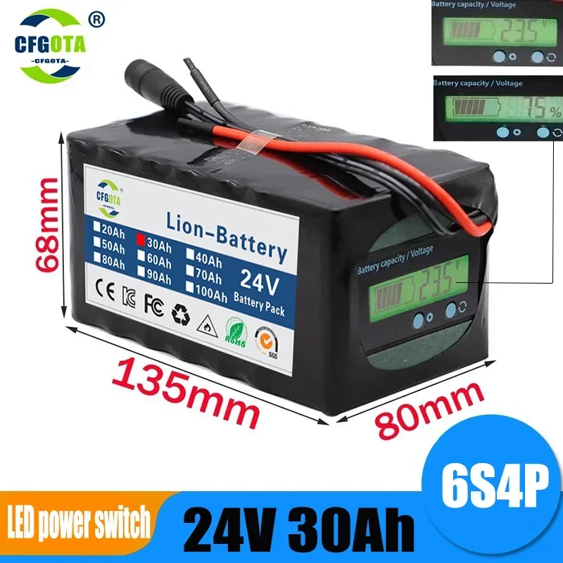 

6s4p 24V 30Ah 18650 Battery Lithium Battery 25.2v Electric Bicycle Moped /Electric/Li ion Battery Pack with Capacity Indicator