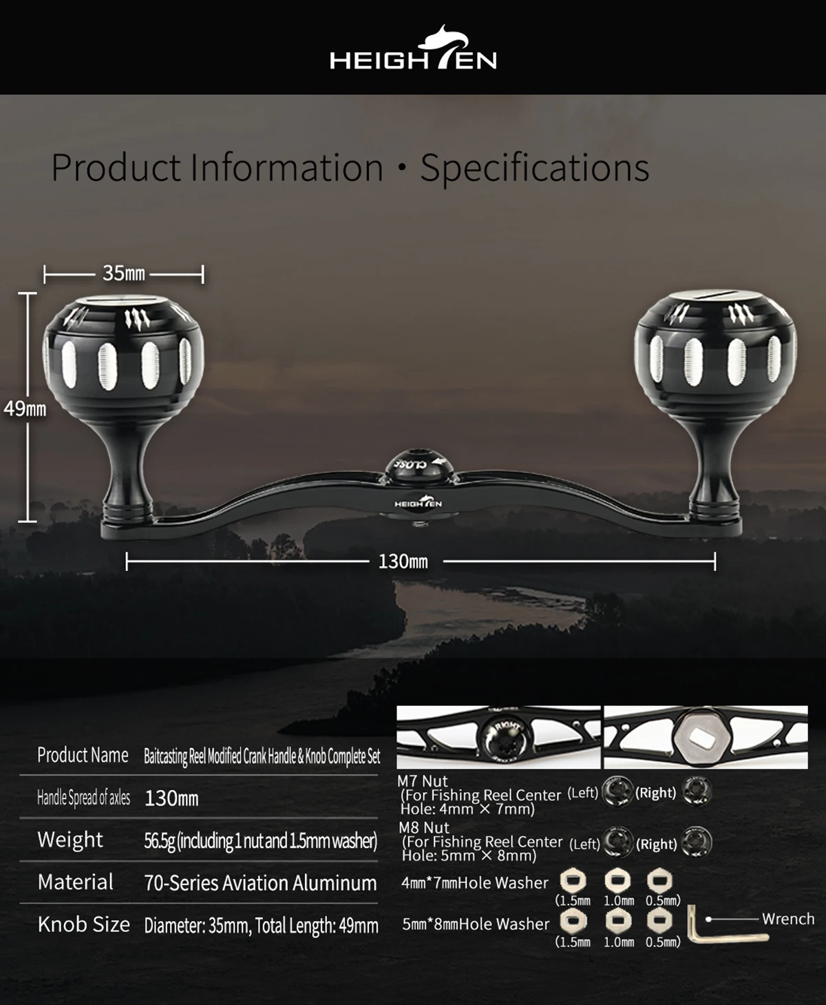 HEIGHTEN 130mm Axle Distance 35mm Knob - Double Handle Modification Accessories