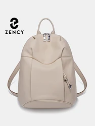 Zency Women's Designer Leather Backpack Large Capacity Fashion Travel Knapsack For OL String Zipper Students School Satchel