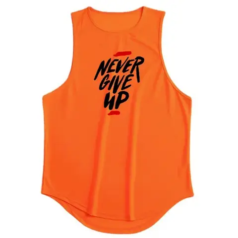 Never Give Up Men's Running Vest Loose Mesh Quick Dry Breathable Muscle Summer Bodybuilding Fitness Basketball Sports Tank Top