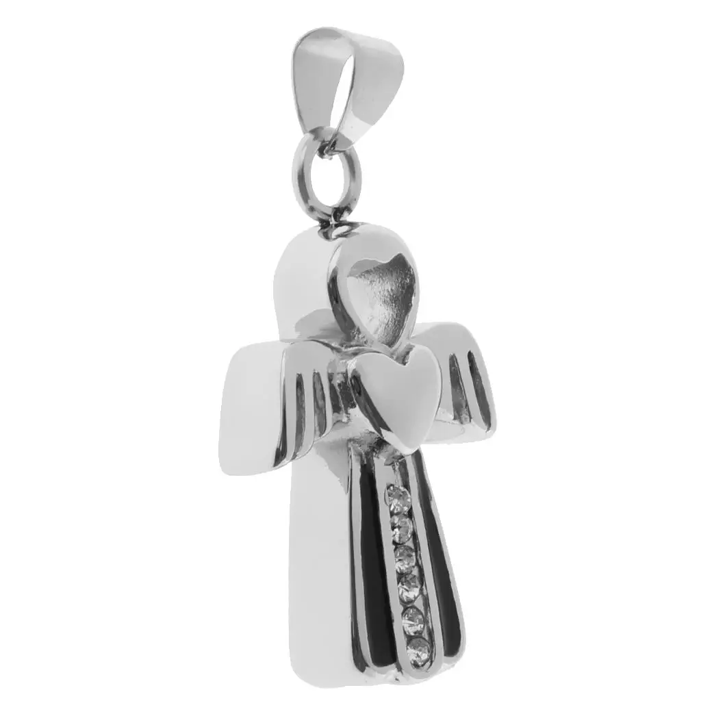 

Prettyia Angel Wing Heart Cross Cremation Ash Keepsake Memorial Urn Pendant