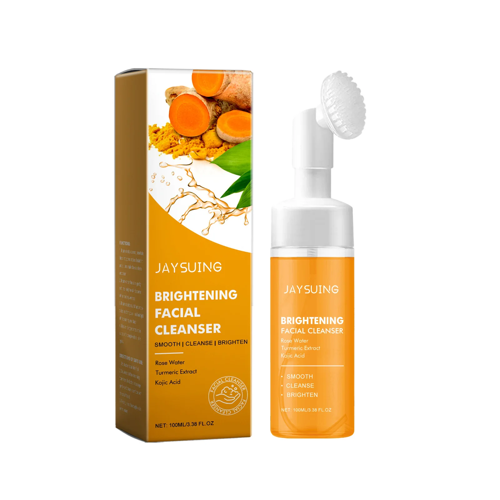 Limpiador Facial abrillantador, hidratante de cúrcuma, nutre el acné, eliminador de espinillas, limpia los poros, rejuvenecimiento, limpiador Facial de espuma