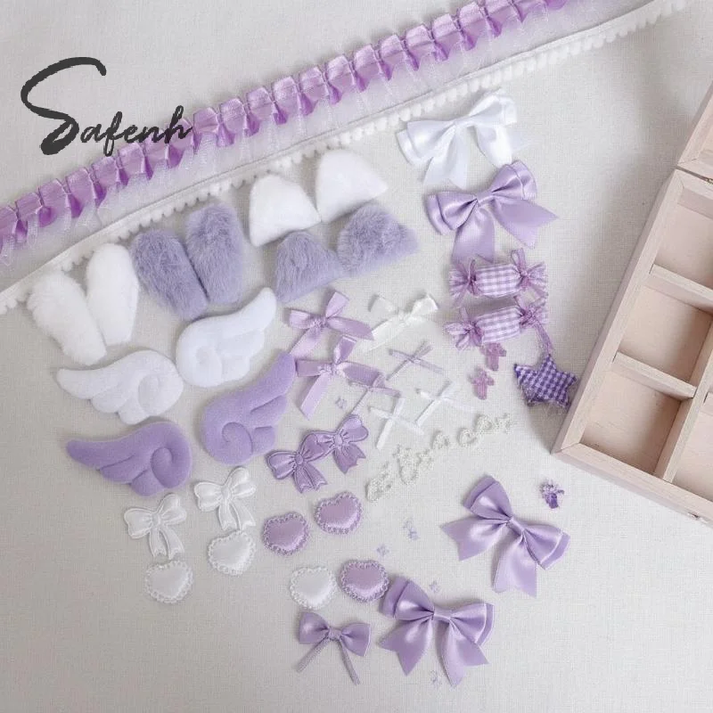 50Pcs Sweet Ita Bag DIY Decor Kit Lace Ribbon Bow Wing Itabag Accessories Lolita Anime Card Badge Bags Handmade Craft Supplies