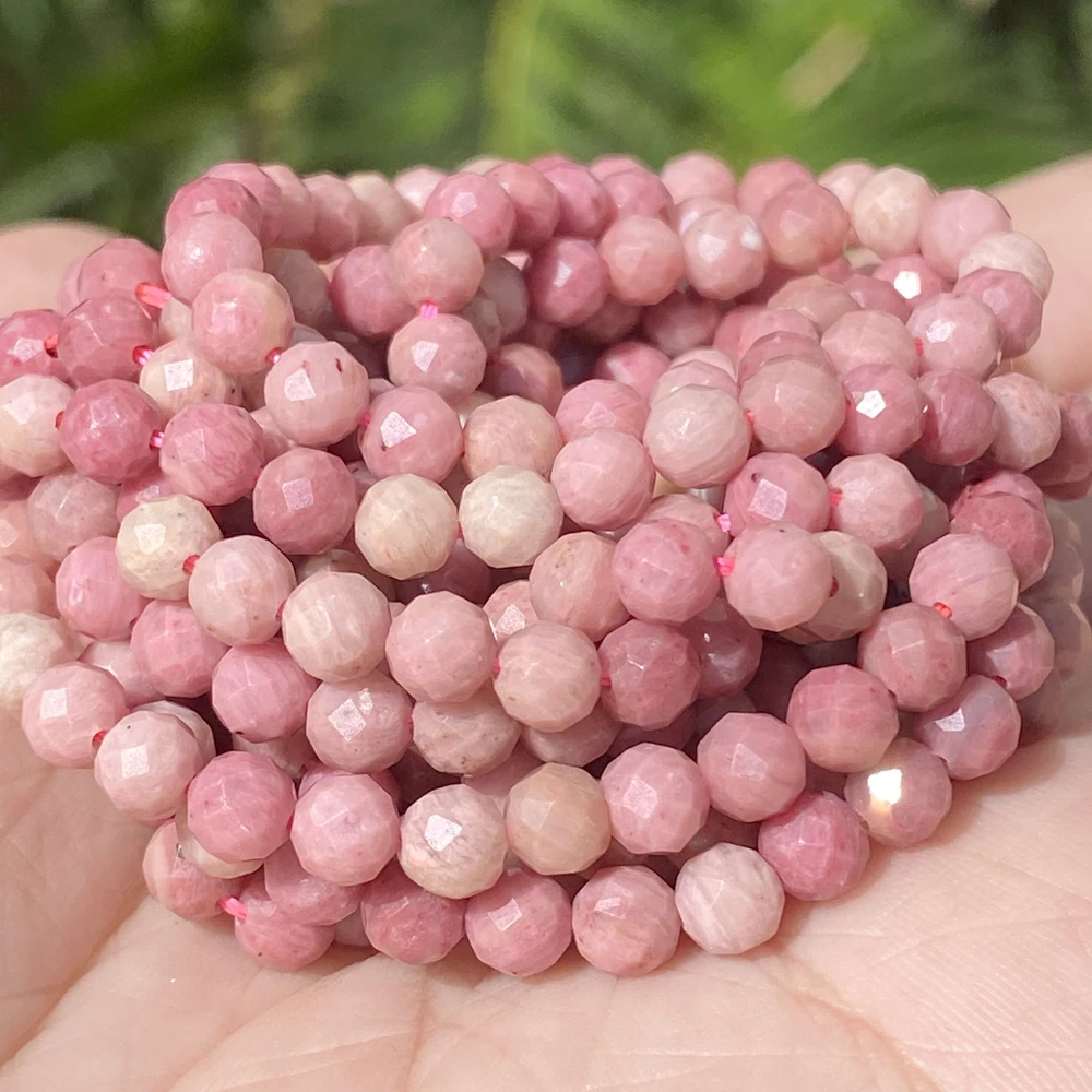 Natural Faceted Rhodonites Round Loose Spacer Stone Beads For Jewelry Making Bracelet Handmade 2 3 4mm