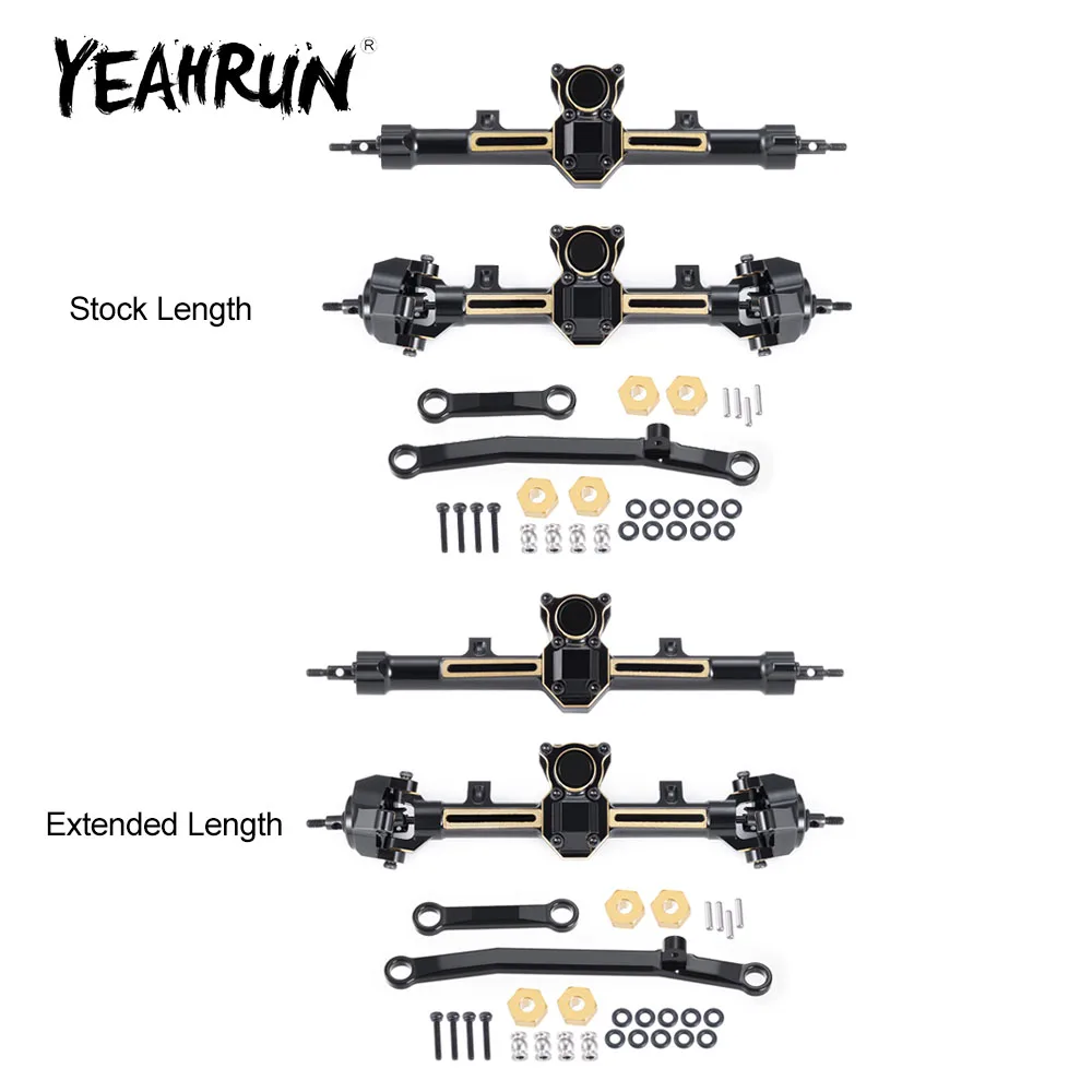 YEAHRUN Brass Weights Extended / Stock Length Front Rear Axle for Axial SCX24 Deadbolt Wrangler C10 Gladiator Bronco 1/24 RC Car