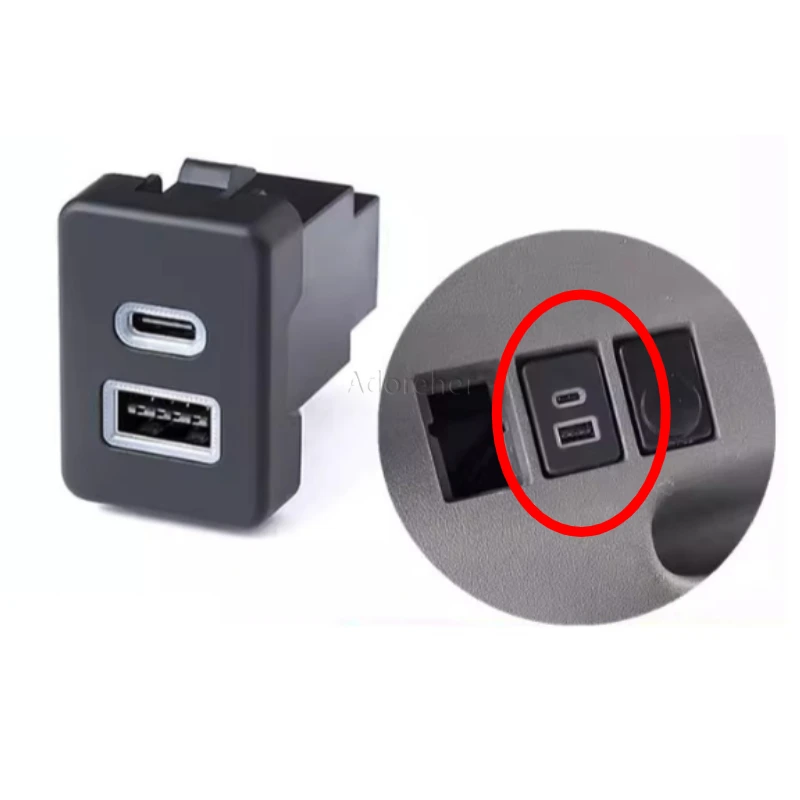 Car Charger Socket Double USB PD Type C Charging Outlet Power Adapter Cable Phone Charger For Ford Transit Parts