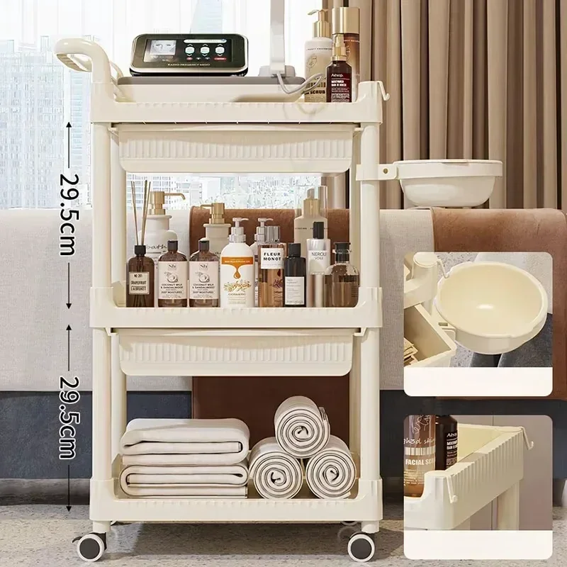 Cosmetics Trolley Portable Aesthetics Esthetician Organizer Cart with Wheels Beauty Room Wagon Salon Moving Carrinho Bar