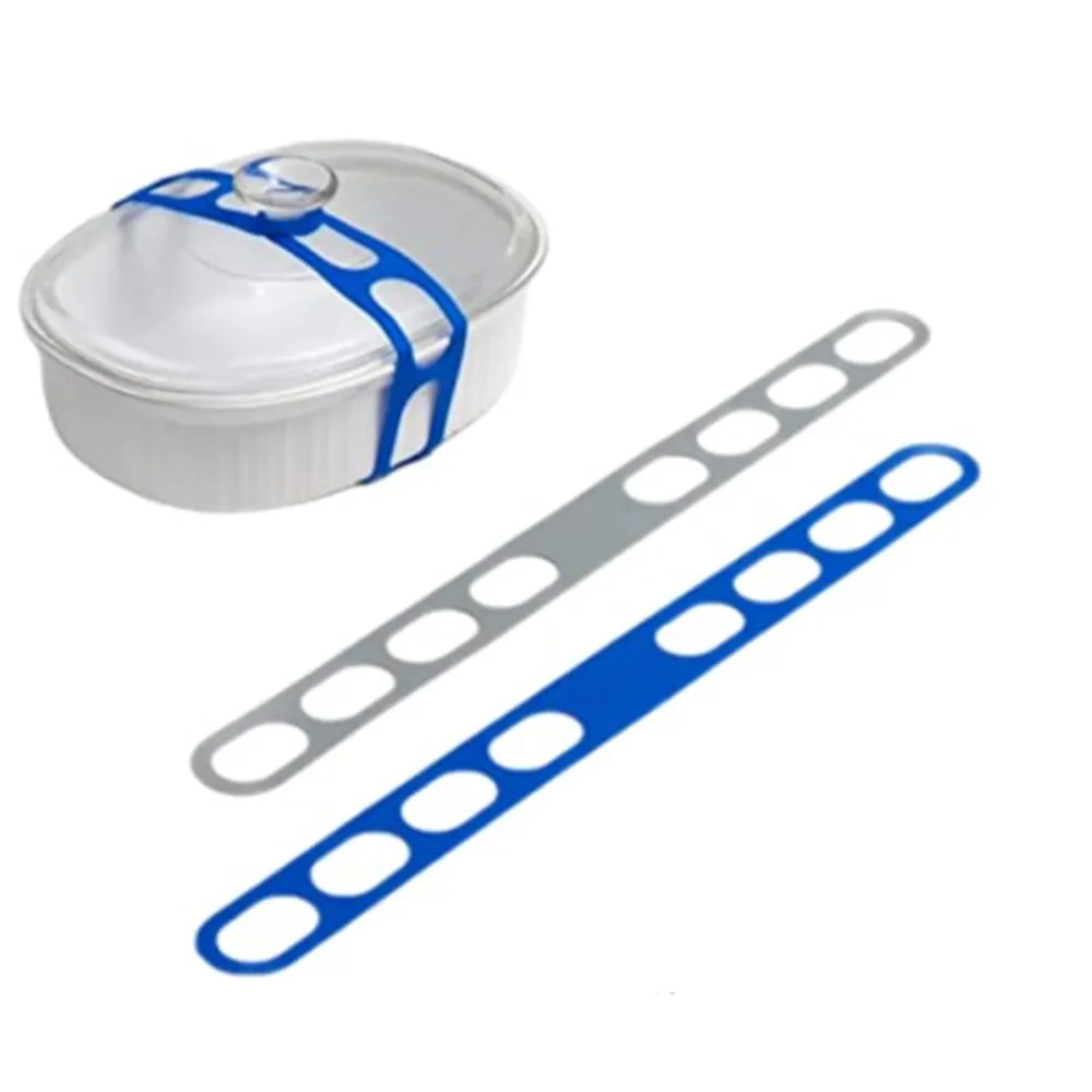 

Lid Securing Strap Silicone for Crock Pots Casserole Dishes Pans and More Reusable Universal Gray Blue