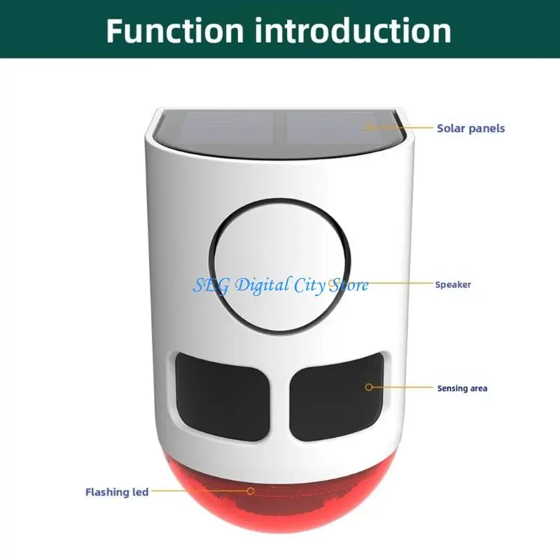 

U75B 129dB High Volumes Sound Flash Light Outdoor Alarm Solar for Yard Farm Garden