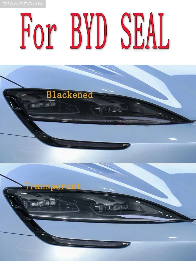 

Аксессуары для BYD SEAL EV Electric 2022 2 шт., защитная пленка для автомобильных фар, Прозрачная черная наклейка из ТПУ для восстановления фар