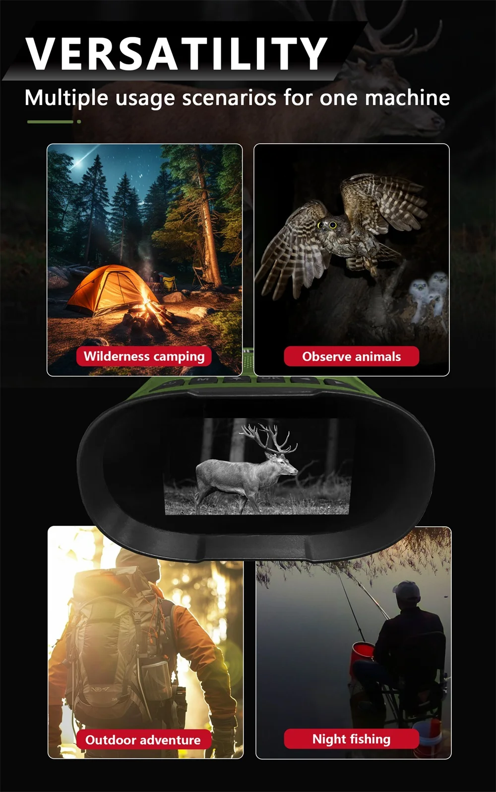 DT29 Infrarot-Digital-Nachtsichtfernglas mit 2,5 K UHD 40 MP Teleskop 8-fachem Zoom 10-fach optisch für Jagdcamping – Detail 3