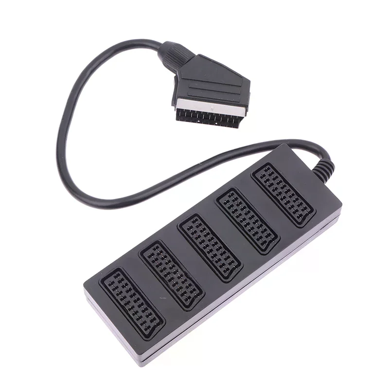 Scart 5 Way Splitter 21p Scart Male To 5 Female Adapter Connector 5 Road Scart One Divide Into Five Cable Line 21Pin