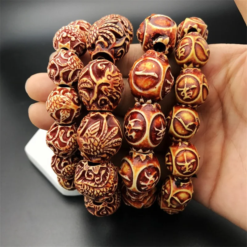 Fashion Rudraksha Beads Bracelets for Women Nature Rudraksha Bracelets Men Religious Buddha Meditation Buddhism Jewelry Amulets