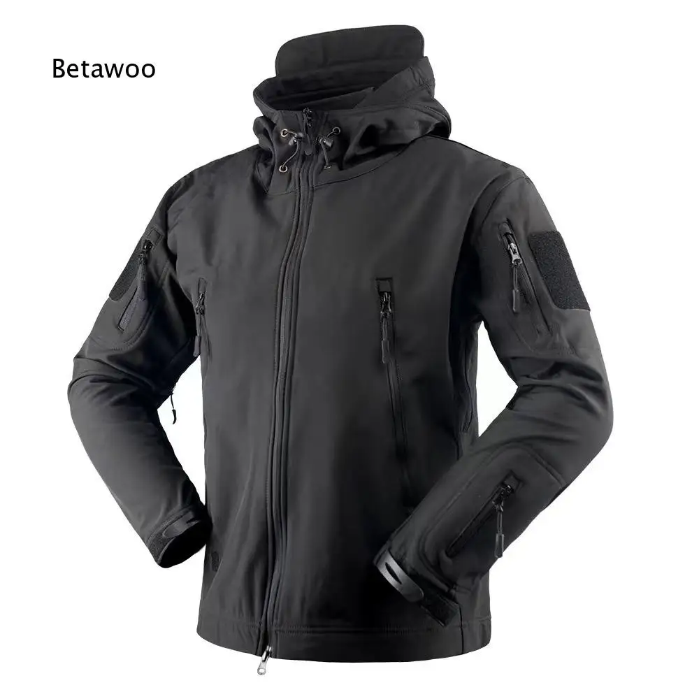 Outdoor Shark Skin Shell Jacket For Men Water Resistant Tactical Windbreaker M65 Style Outerwear Cold Proof Coat For Military En