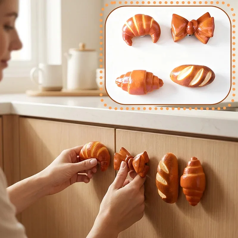 Realistic Bread Display Decorative Handle Cute Croissant-Shaped Home Cabinetry Door Knob