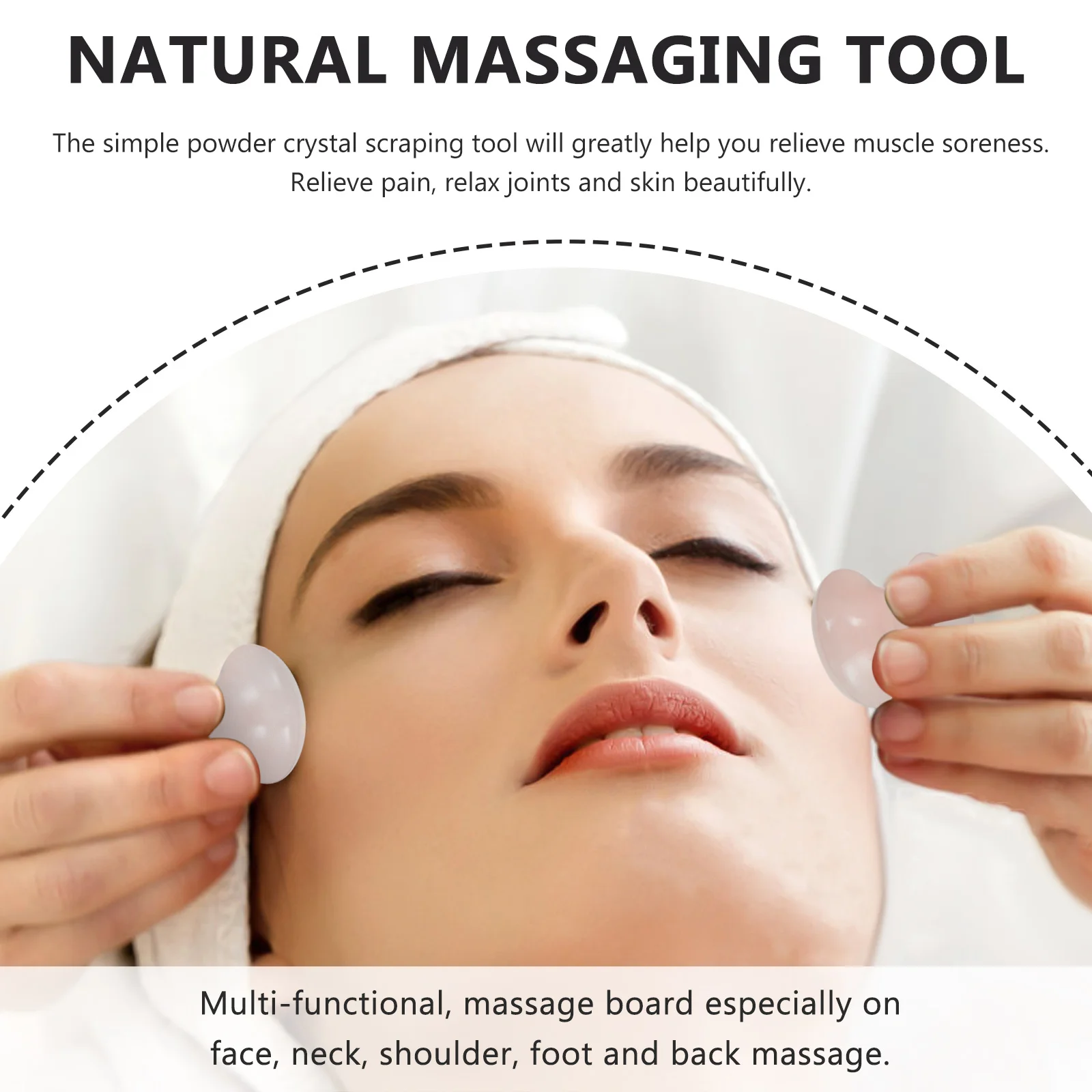 

2pcs Powder Crystal Gua Sha Board Pink Scraping Tool For Face Neck Shoulder Back Massage Pain Relief Massager Facial