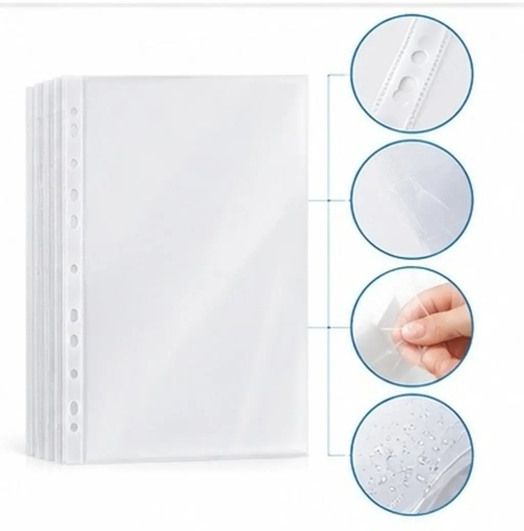 50pcs Clear Plastic Binder Refill Pages – Top-Loading Pockets for Photos, Documents, Certificates & School Papers