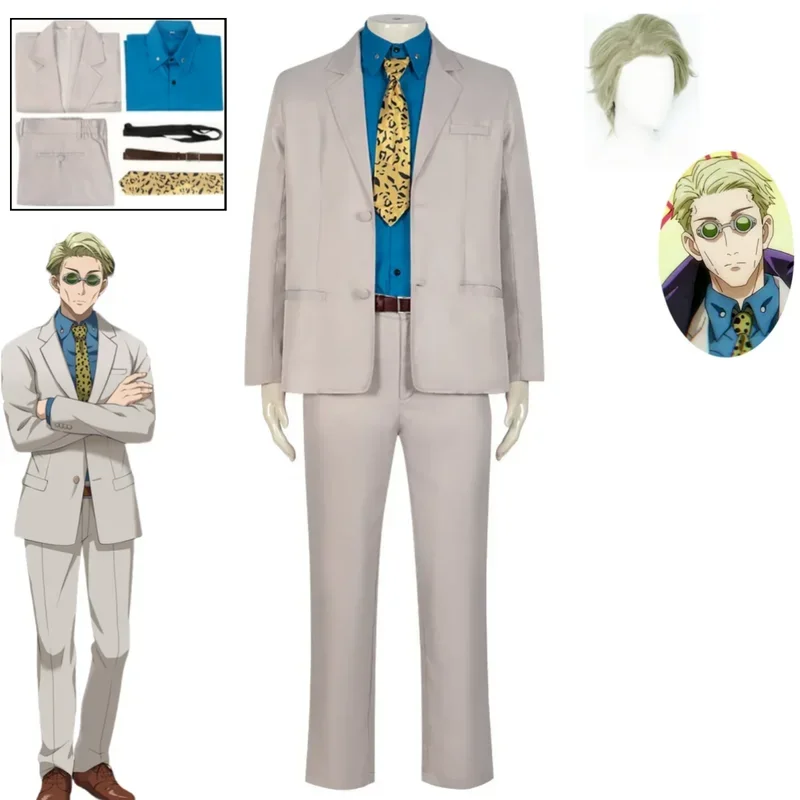 Jujutsu Kaisen Anime Cosplay Traje Masculino, Nanami Kento, Camisa, Calças, Bola de Maquiagem, Performance de Carnaval, Conjunto de Festa