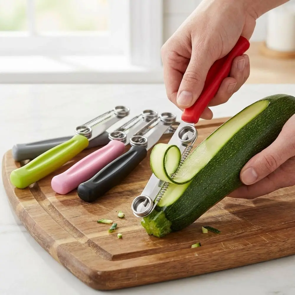 Stainless Steel 2 in 1 Peeler Slicer Spring Assisted Portable Vegetable Fruit Peeler Sturdy Handle Rustproof Fruit Peel Remover