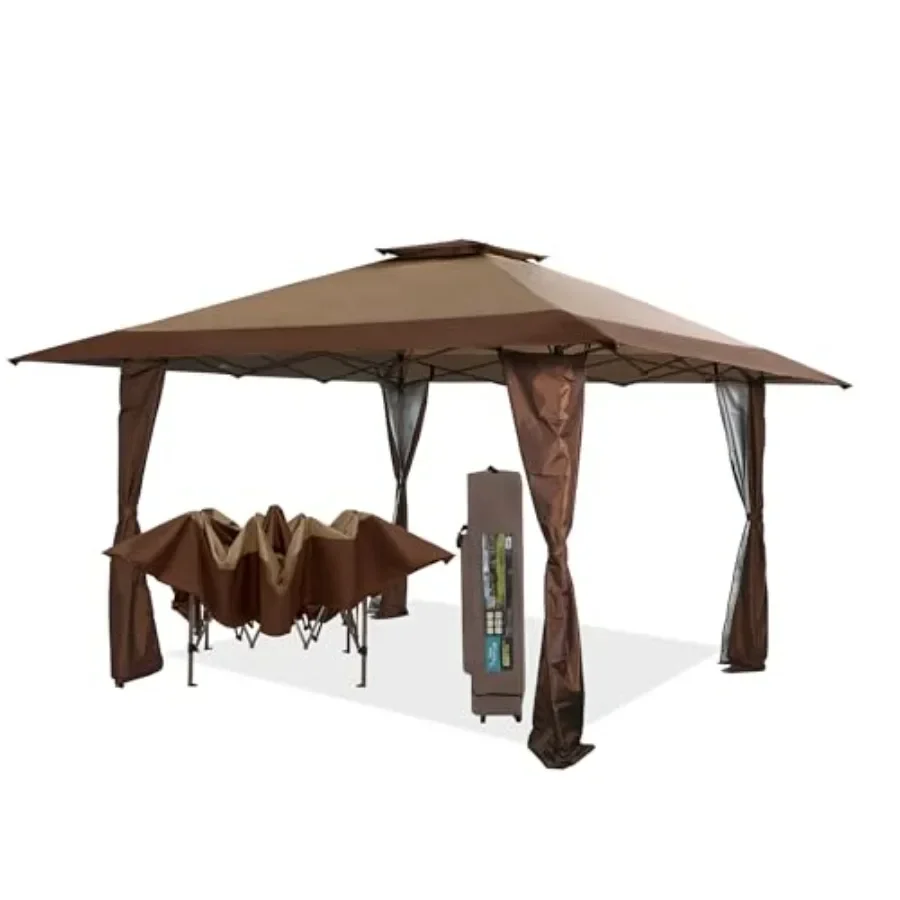 13'x13' UV Block Sun Shade Gazebo  with Hardware Kits 150D Oxford Fabric Pop-Up Freestanding Shelter for Patio Outdoor Garden E