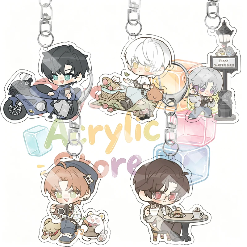 Light and Night Cartoon City Holiday Travel Q Version Acrylic Keychain Anime Cute Su Xia Mingxing Lu Chen Figure Pendant Decor