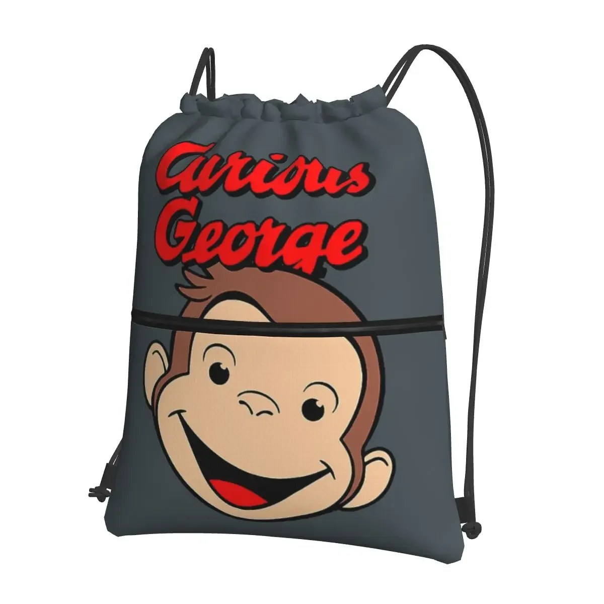 Curious George Portable Backpacks Drawstring Bag Casual Drawstring Bundle Pocket Shoes Bags For Travel Sport Man Woman