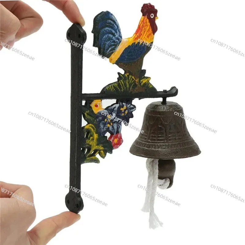 For Home Door Bell Vintage Retro Style Metal Cast Iron Rooster Wall Mounted Home Garden Decor Access Control For Remind