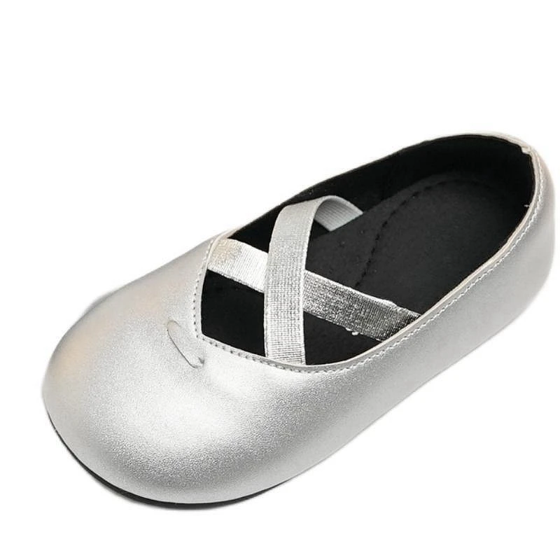 2025 Toddler/Little Girls' Ballerina Flat Bright Mary Jane Princess Dress Shoes Baby Women Silver Wedding School Party Walkers