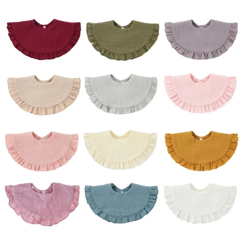 

M76C Baby Bib for Boy Girl Breathable Cotton Drooling Bib Burp Cloth with 2-Stage Button Infant Teething Feeding Bandana