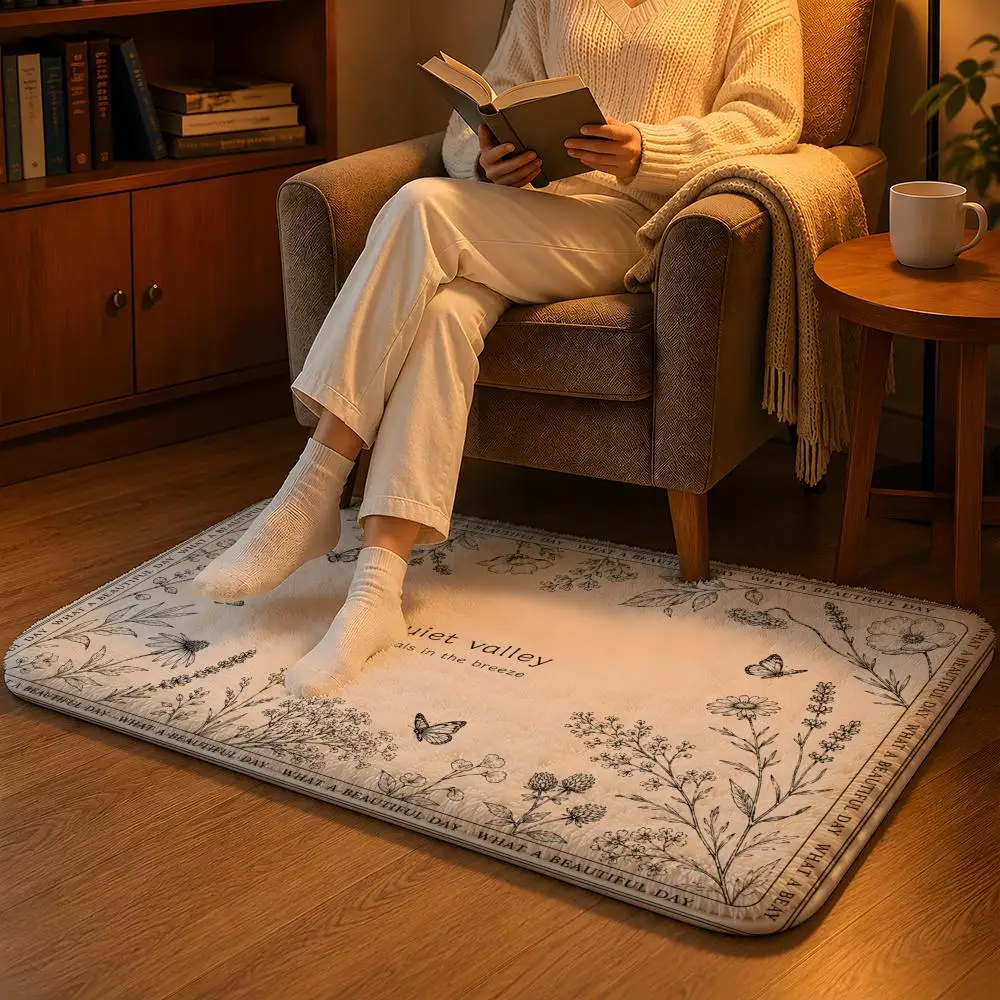 Bloom Today Floor Mat Soft Flannel Non-Slip Rug Washable Floor Mat for Living Room Bedroom Home Decor