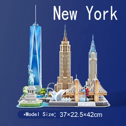 USA New York City Line Scenery Famous Build 3D Paper EPS Card Puzzle Building Model Toy Great Architecture Boy Girl Travel Gift