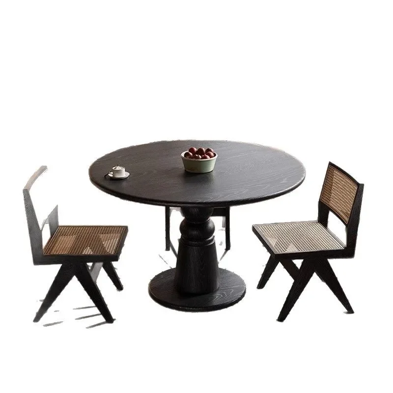 

Home living room round table balcony retro luxury round solid wood table