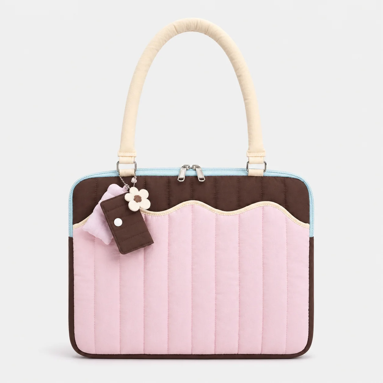 Color-blocking Cute Women's Single Shoulder Bag 2026 New Tablet Shockproof Computer Bag Cotton Bag Multi-functional Tote Bag