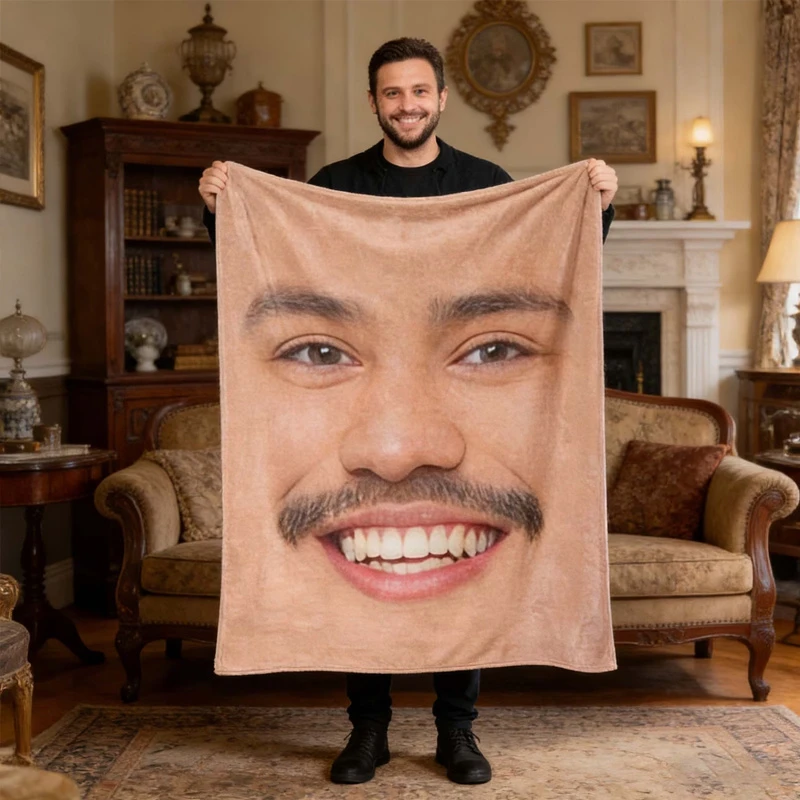 Customized Photo Blanket – Personalized with Your Pet's Face, Funny Avatar, or Family Photo. Soft Flannel Throw for Sofa or TV –