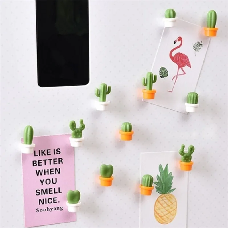 6Pcs Resin Succulent Cactus Decorative Phone Fridge Magnet Plant Creative Diy Lovely Cactus Magnetic Stickers
