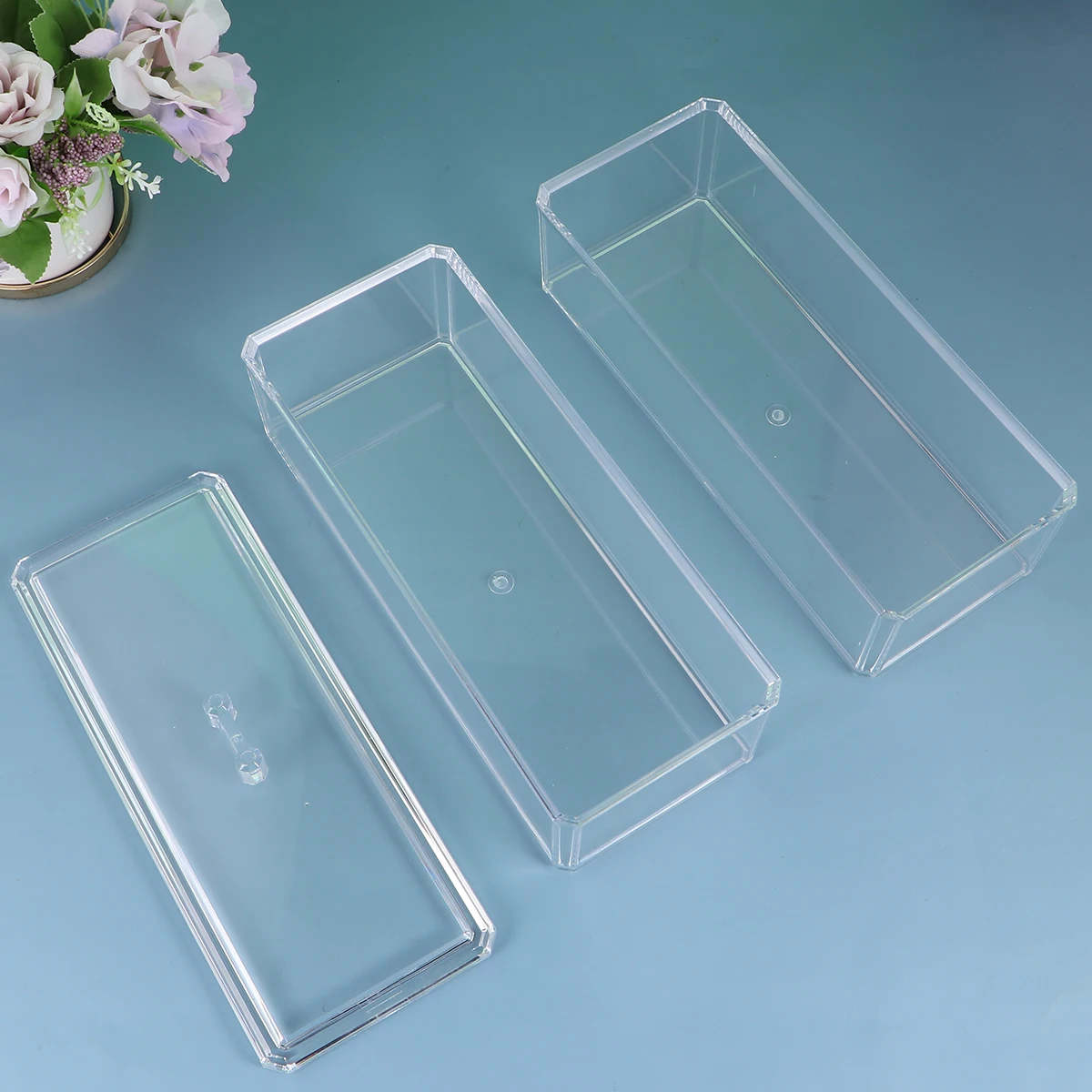 

Acrylic Makeup Brush Box Double Layer Storage Organizer Container Durable Lightweight Portable Sturdy High Quality