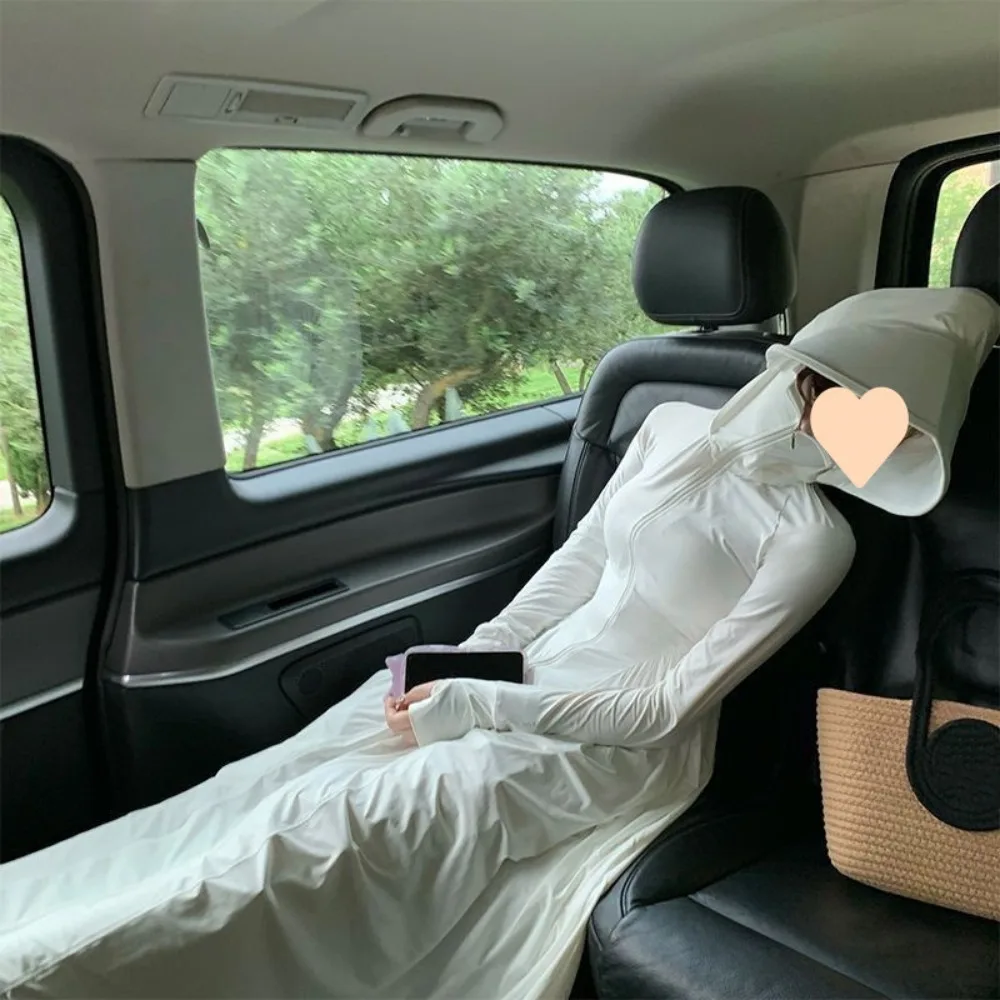 Ice Silk Sunscreen Long Hoodie Sun Protection Capes Summer Accessories Anti UV Full Body Skirt Anti UV Sunscreen