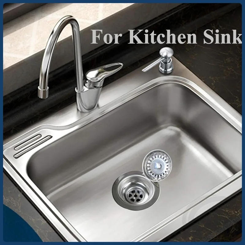 1 шт., сливной фильтр для кухонной раковины в сборе, стальная кухонная пробка, аксессуары для раковины с защитой от засорения для дома, кухни, раковины на балконе