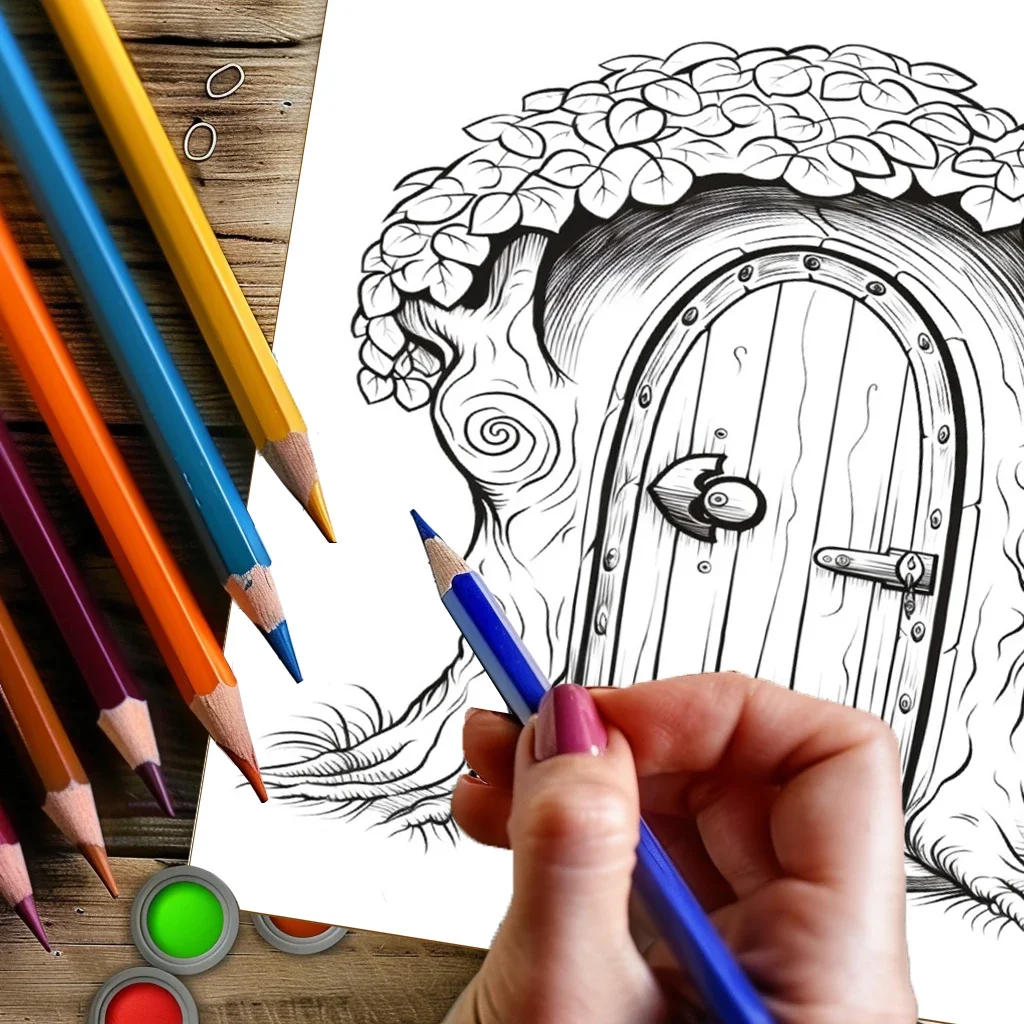 Coloring Book Fairy Door for Adult Colouring Book, Birthday Day Gift, Back to School Supplies, Adults Cute Drawing Book view 5