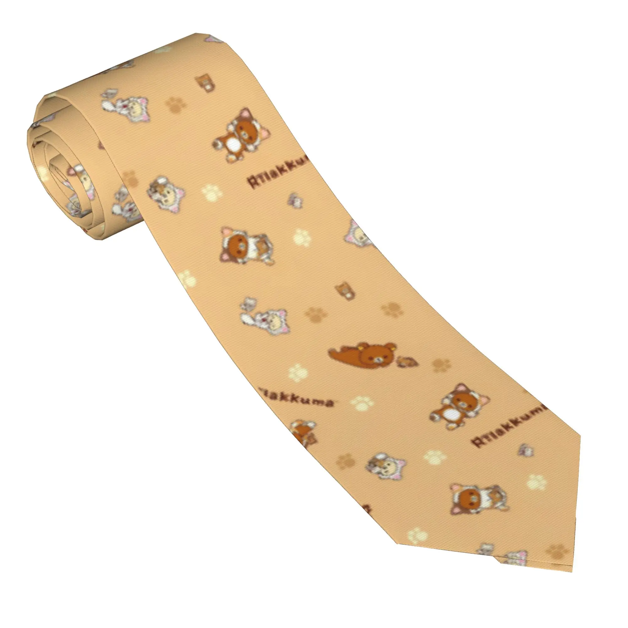 Cute Rilakkumas Neckties Men Polyester 8 cm Slim  Narrow Neck Ties Funny Bear Cat for Mens Accessories Cravat Wedding Gift