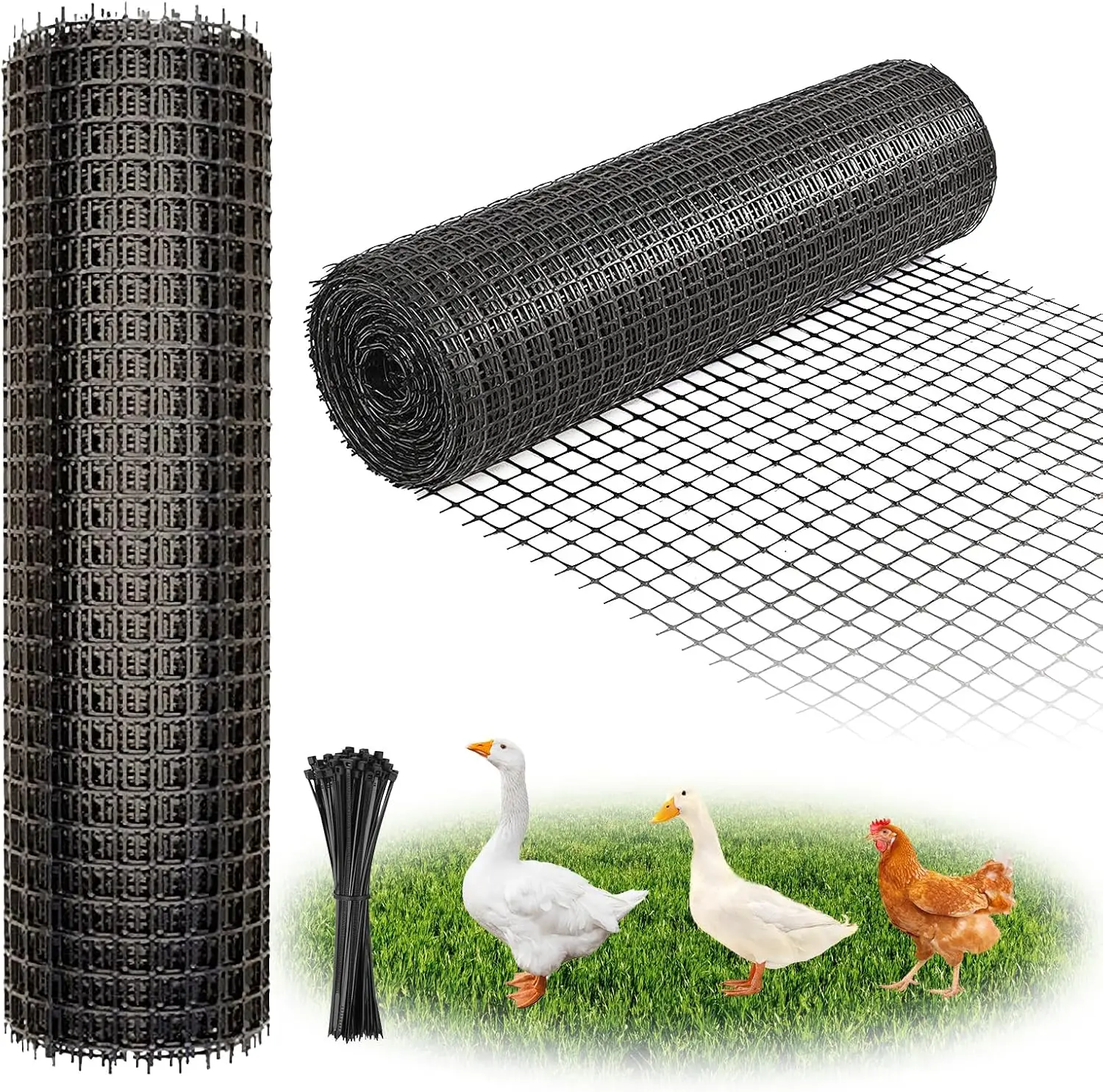 

Рулон прочной пластиковой сетки для ограждений 55 дюймов x 50 футов - многоразовая садовая сетка для защиты от кроликов и растений