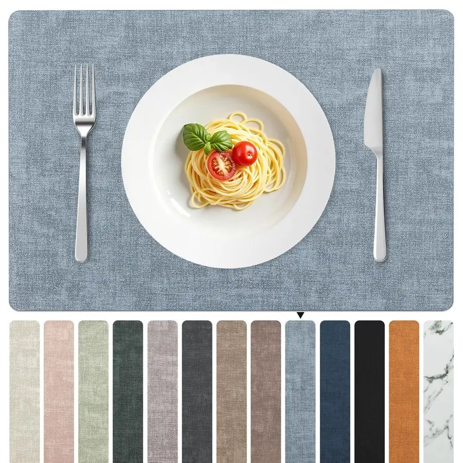 

Набор из 8 подставок под тарелки из искусственной кожи, водонепроницаемые, устойчивые к жирным пятнам, из полиуретана, двусторонние, нескользящие, легко моются, для кухни