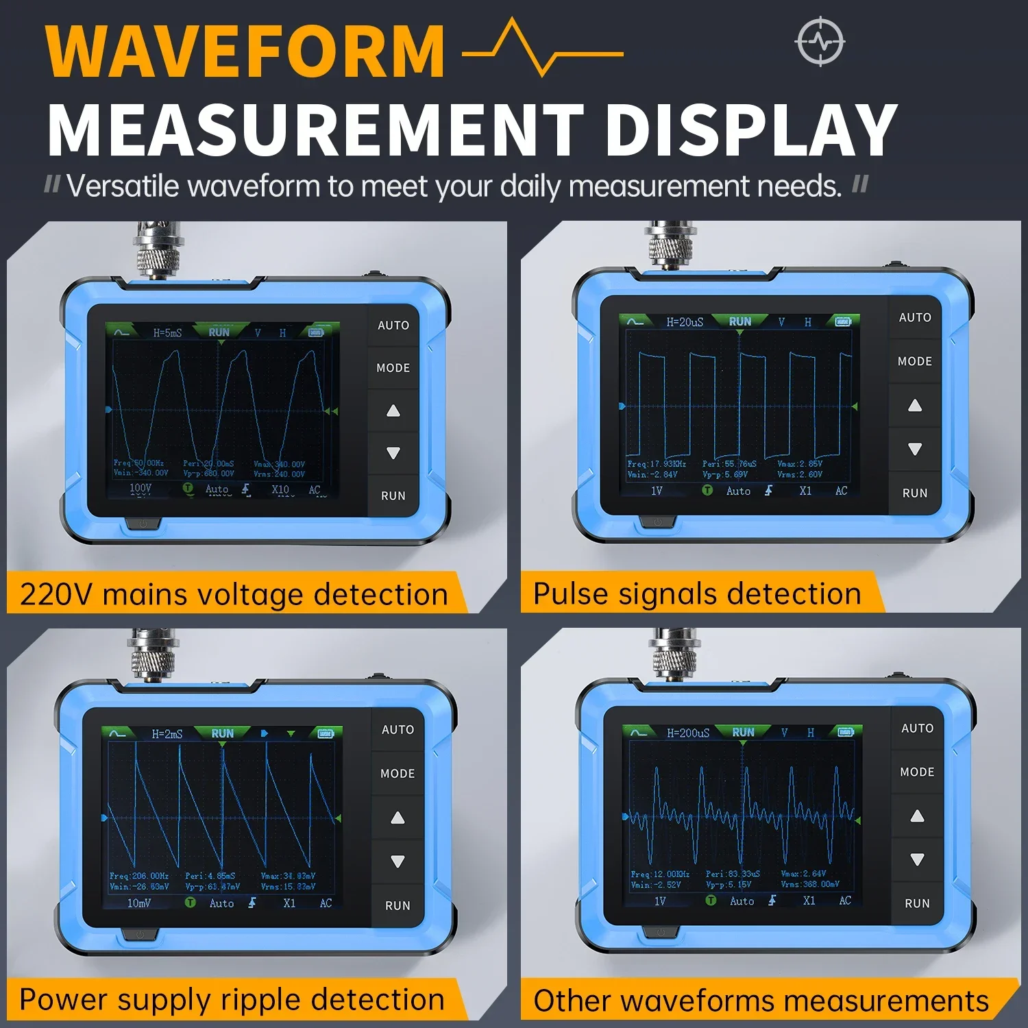 FNIRSI DSO510 10MHz Mini Handheld Intelligent Digital Oscilloscope Multi-function Signal Generator 2 IN 1 48MS/s Sampling Rate