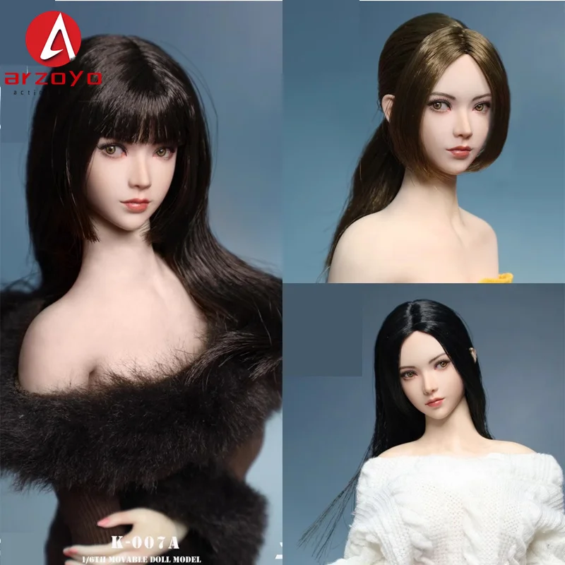 

JKTOYS K-007 1/6 Movable Eyes Asian Beauty Sweet Milly Head Sculpt Carving Fit 12'' Female Soldier Action Figure Body