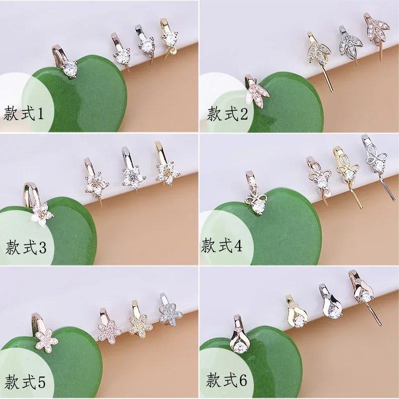 S925 sterling silver clip buckle Various styles available Peach blossom pendant buckle Jade crystal pin buckle accessories