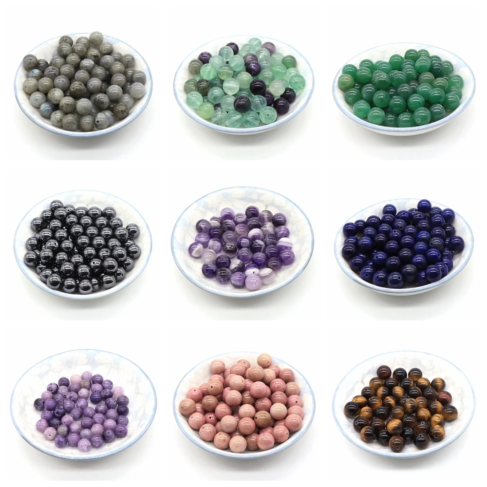 Wholesale Natural Gemstone Round Spacer Loose Beads 4mm 6mm 8mm 10mm Assorted Stones for Jewelry Making DIY Bracelet Necklace