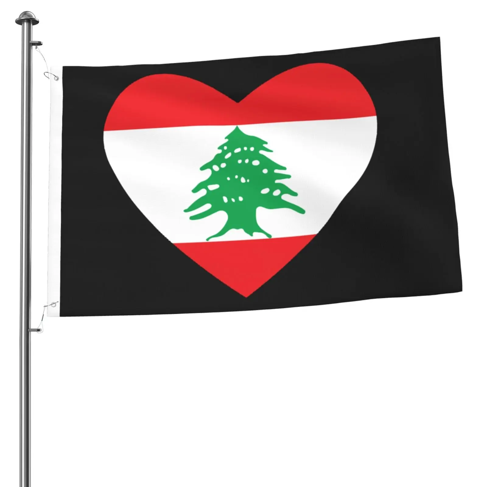 Flagnshow 100% Polyester Flag Of Lebanon Heart Flags