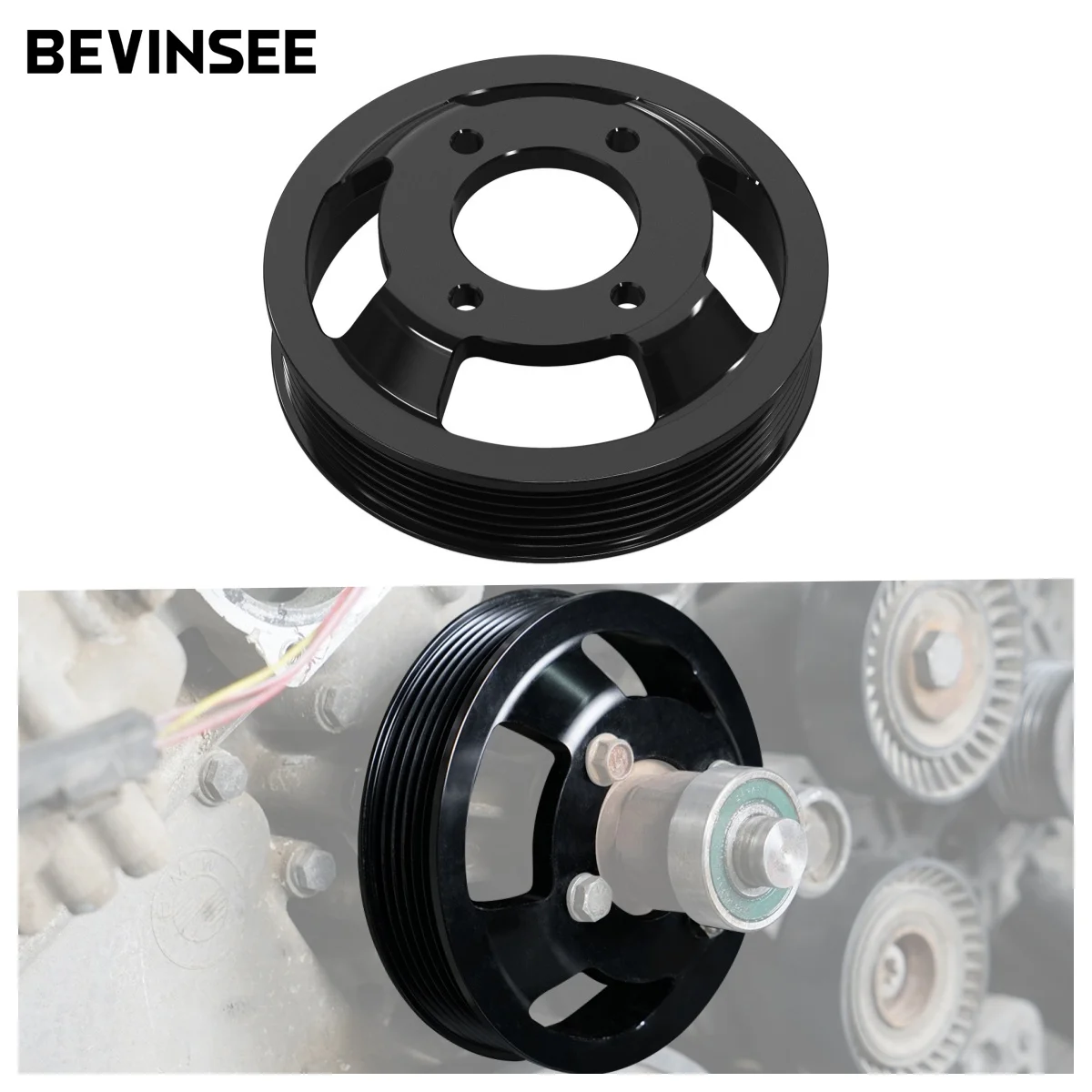 

BEVINSEE Aluminum Water Pump Pulley For BMW E46 E39 E60 E65 X3 E83 X5 E53 Z3 Z4 325i 328i 330i 525i 528i 530i M52TU M54 Engine